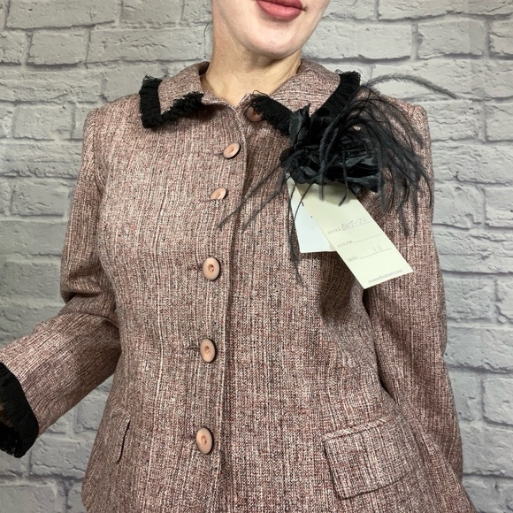 Deadstock Vintage Renée DuMarr Mauve Silk Tweed Women's Dress Suit - Picture 1 of 16